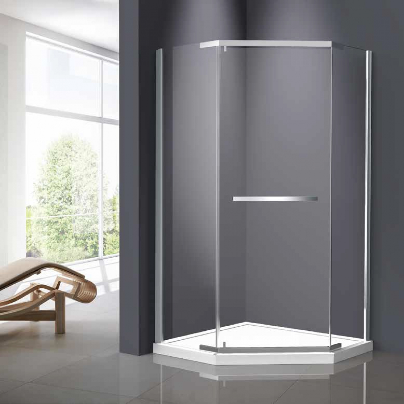 Mayon corner entrance cabin on pentagon shower tray Vela Banyo