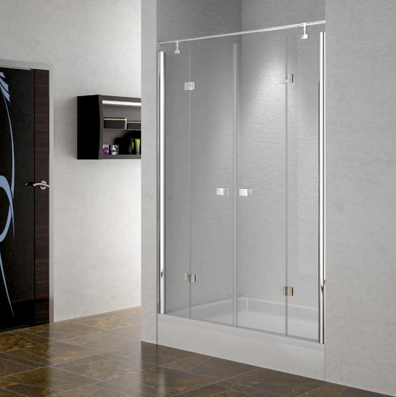 Cabin with butt hinge on shower tray