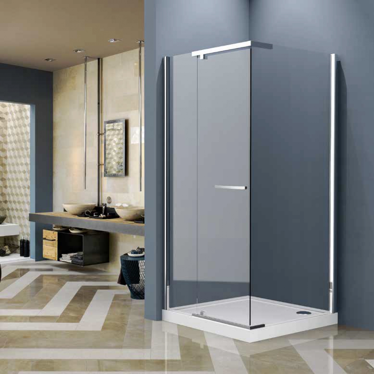 DUŞ TEKNESİ ÜZERİ ÖN + YAN CEPHE