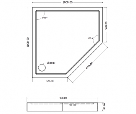Pentagon monoblock shower tray