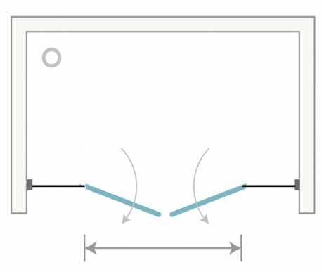Cabin with butt hinge on shower tray