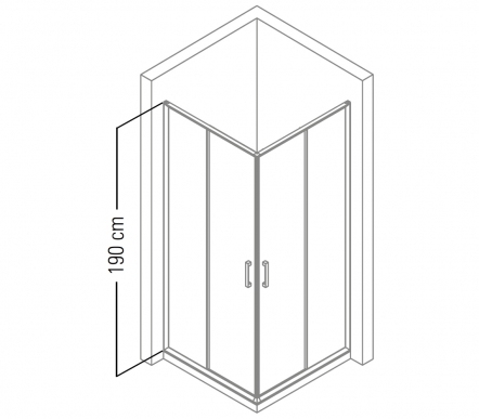 Cabin with corner entrance on square shower tray