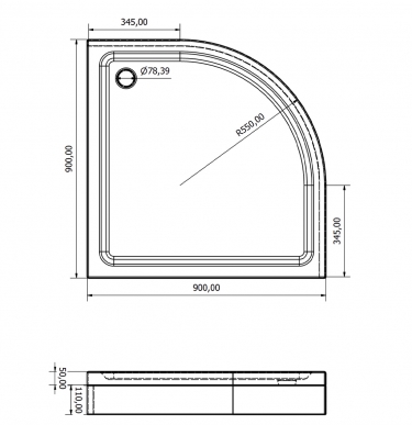 Oval monoblock shower tray