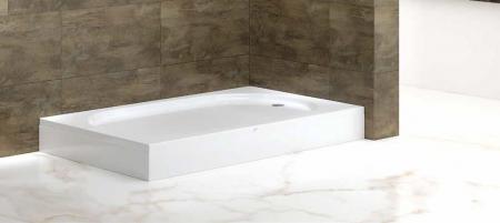 Shower tray with rectangular panel