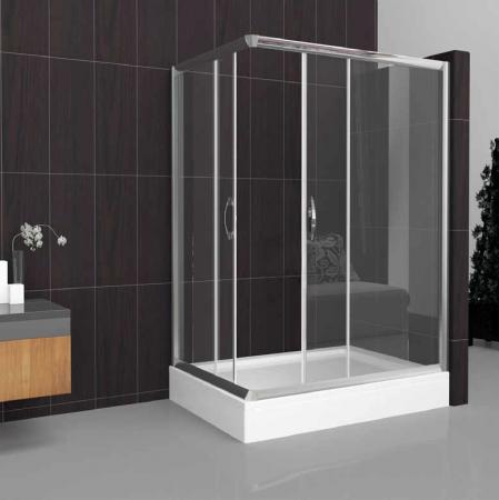 Cabin with corner entrance on rectangular shower tray